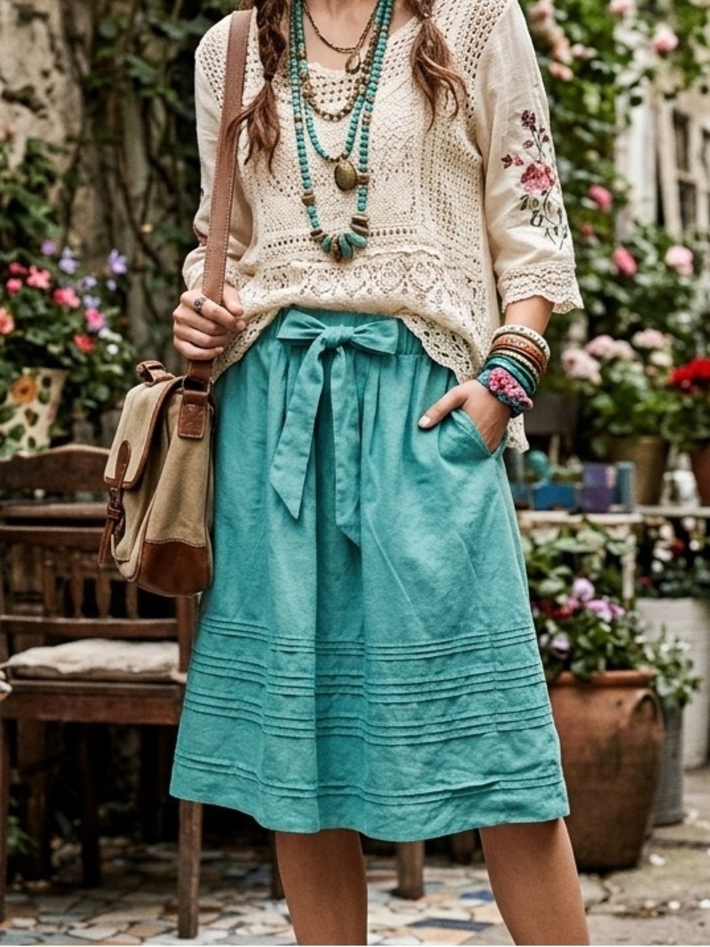 LOFT Turquoise A-Line Skirt
